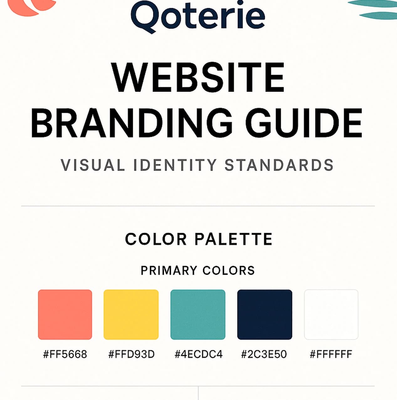 Qoterie website branding guide palette
